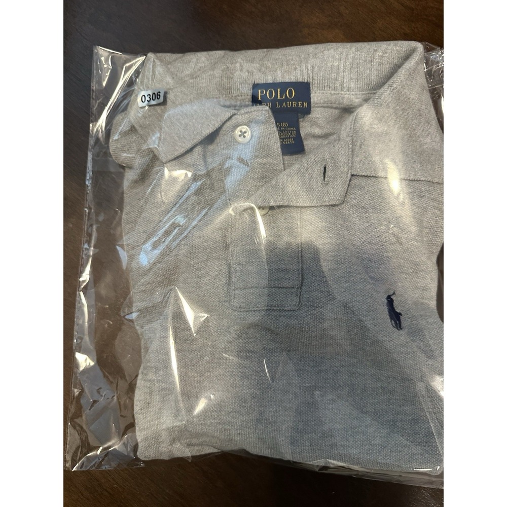 Polo Ralph Lauren Boys Gray Short Sleeve Polo Shirt Size S 8 Classic Cotton - Picture 8 of 8